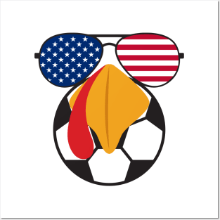 American Turkey Soccer Funny Thanksgiving and Supporting. Posters and Art